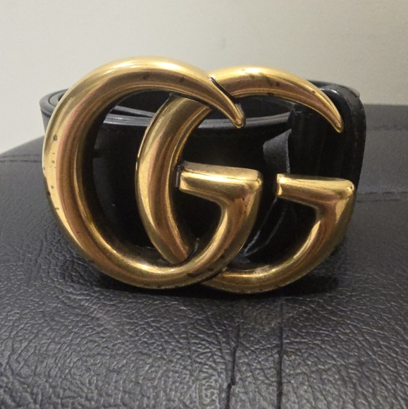 Gucci Accessories - Gucci Black Belt with Gold GG Emblem